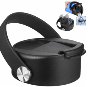 Black flip-top spill-proof replacement lid for a tumbler
