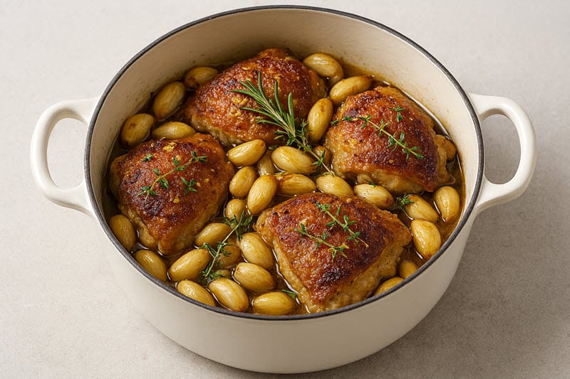 Slow-Roasted Chicken Thighs with Forty Cloves of Garlic