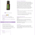 doTERRA Cilantro essential oil bottle shown with its product information sheet