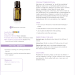 doTERRA Marjoram essential oil bottle shown with its product information sheet