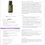 doTERRA Melaleuca essential oil bottle shown with its product information sheet