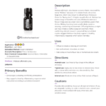 doTERRA Melissa essential oil bottle shown with its product information sheet