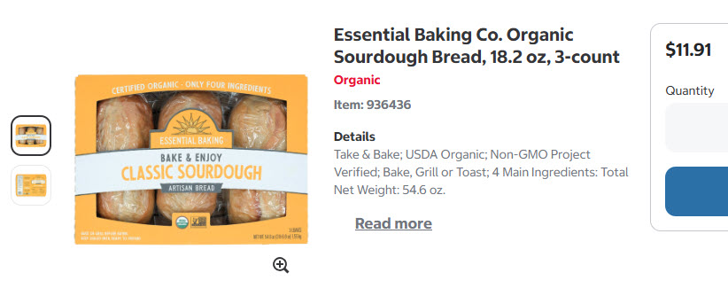 Essential Baking Co. organic Classic Sourdough at Costco — a naturally leavened, four-ingredient sourdough