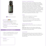 doTERRA Cypress essential oil bottle shown with its product information sheet