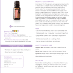 doTERRA Geranium essential oil bottle shown with its product information sheet