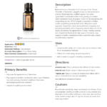doTERRA Grapefruit essential oil bottle shown with its product information sheet