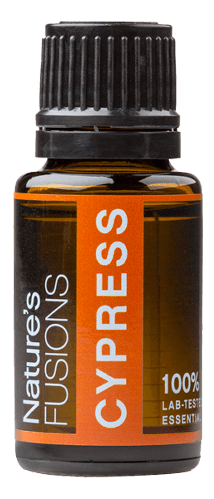 Nature’s Fusions Cypress 15 mL essential oil bottle