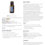 doTERRA Peppermint essential oil bottle shown with its product information sheet