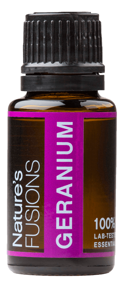 Nature’s Fusions Geranium 15 mL essential oil bottle