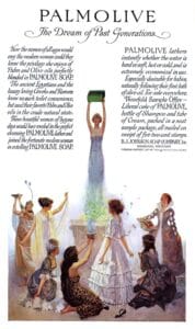 Vintage 1915 Palmolive soap magazine advertisement titled ‘The Dream of Past Generations’