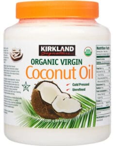 Jar of Kirkland Signature Organic Virgin Coconut Oil from Costco