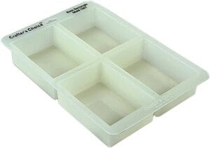 Crafter’s Choice white four-cavity rectangular soap mold tray