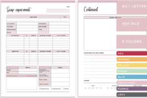 Printable Soap Experiment recipe-and-record form available in six colors