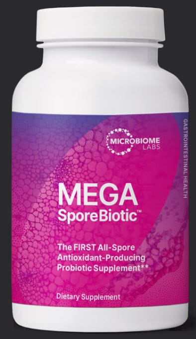 Microbiome Labs MegaSporeBiotic spore-based probiotic supplement bottle