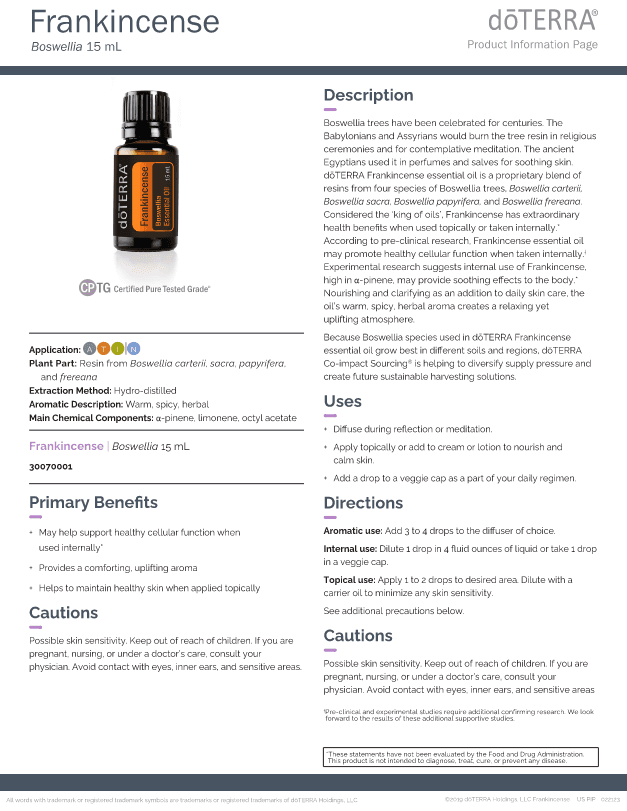 Frankincense Essential Oil by doTERRA - 15ml - Image 2