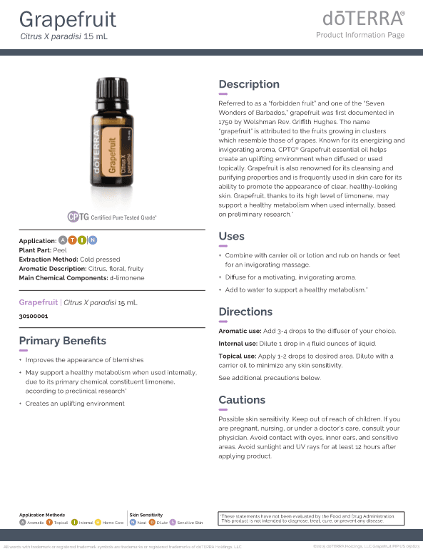 Grapefruit Essential Oil by doTERRA - 15ml - Image 2