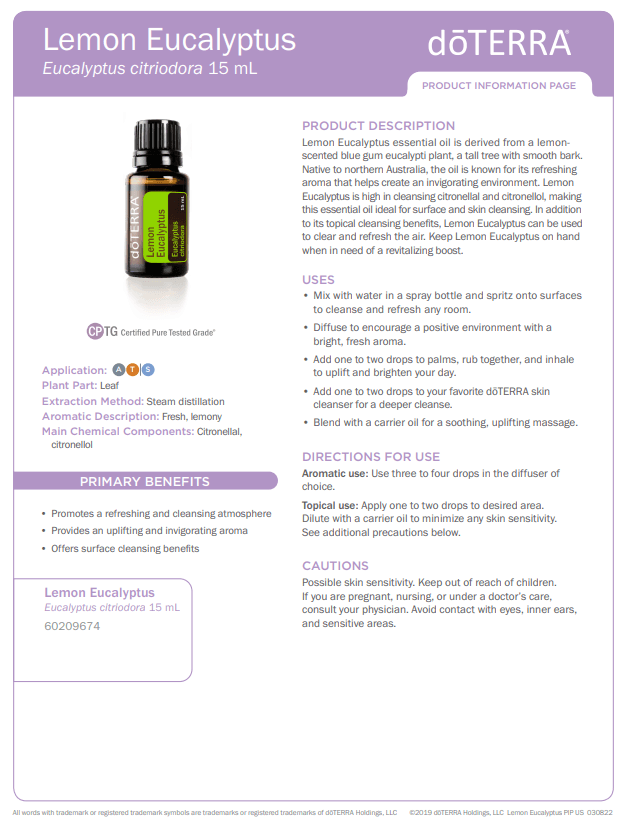 Eucalyptus Lemon Essential Oil by doTERRA - 15ml - Image 3