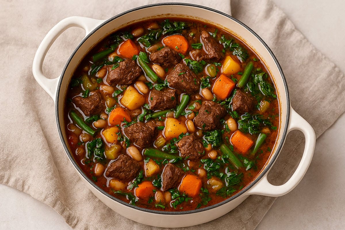 Healthy Instant Pot Beef and White Bean Stew